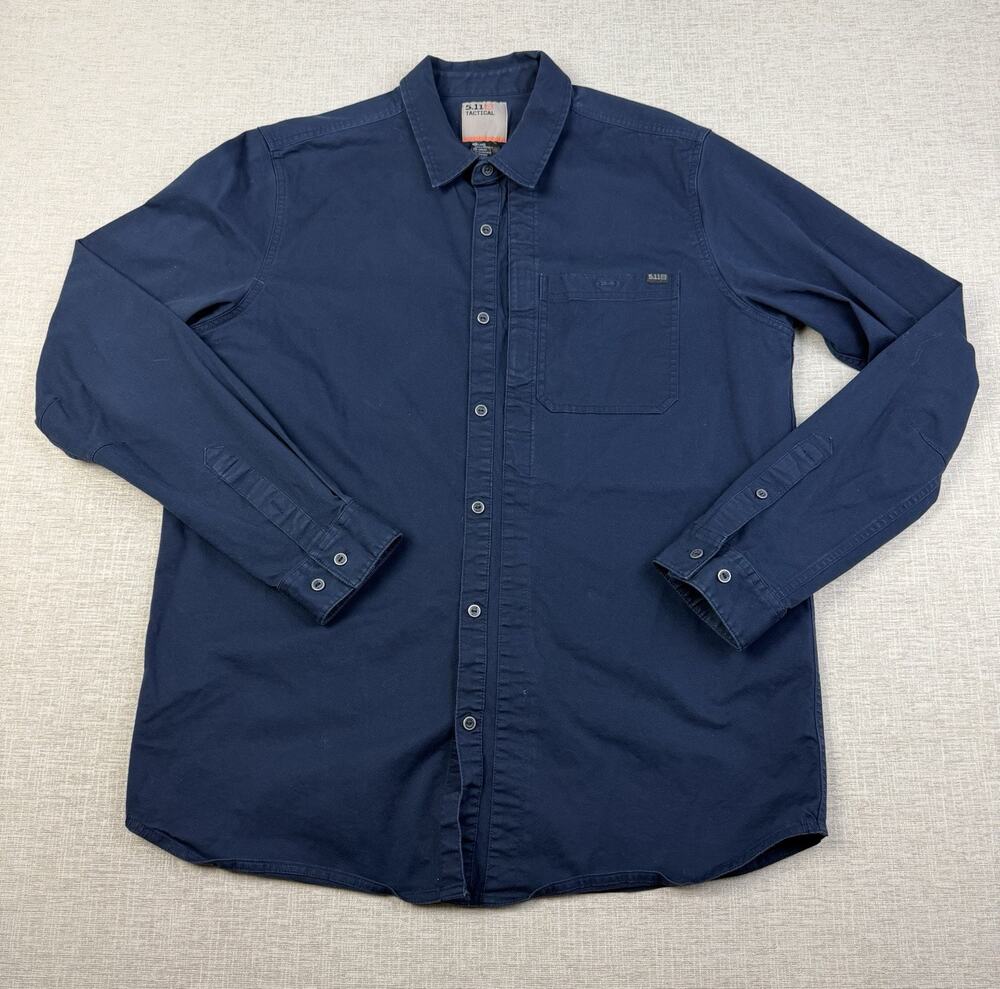 5.11 Tactical Shirt Men’s Large Navy Blue Stretch Cotton Long Sleeve Button